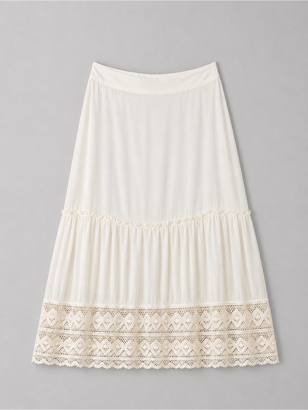 Tiered Peasant Skirt Small Cottage Crochet Prairie Bohemian Coastal Cowgirl